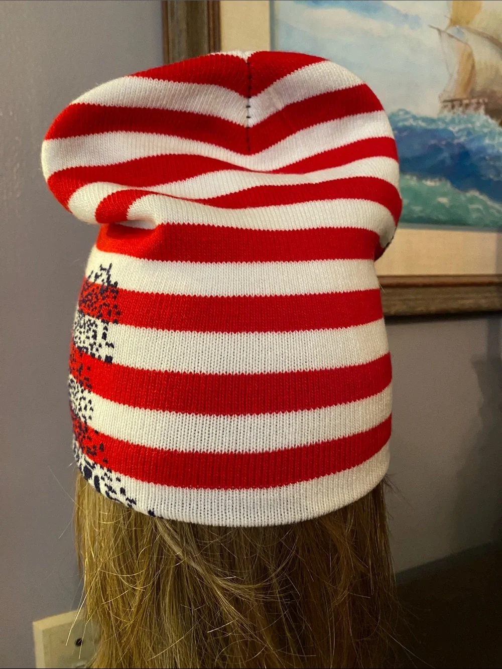! R headwear Patriotic Knit Beanie. Red White Blue.OS. Unbranded Acrylic
